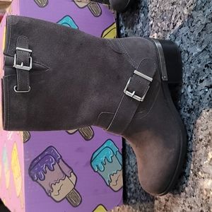 Vince Camuto Womens Wethima Leather Motorcycle Boots brown 6.5 Medium (B,M)